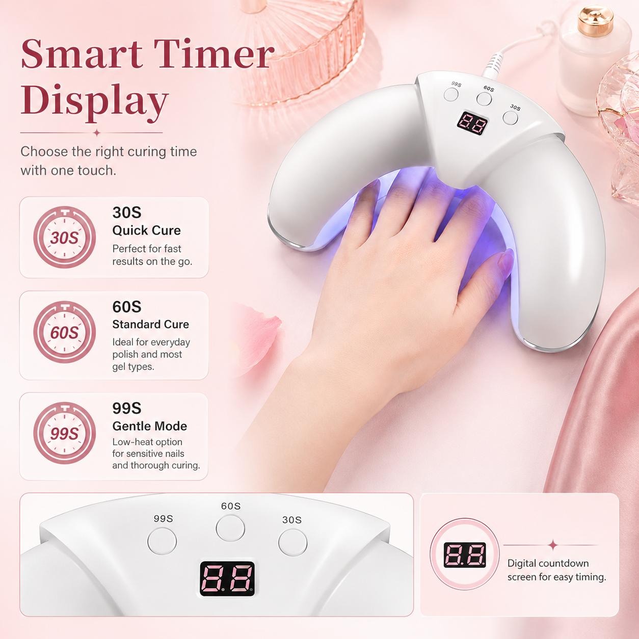 Foldable UV Nail Lamp  with Digital Timer