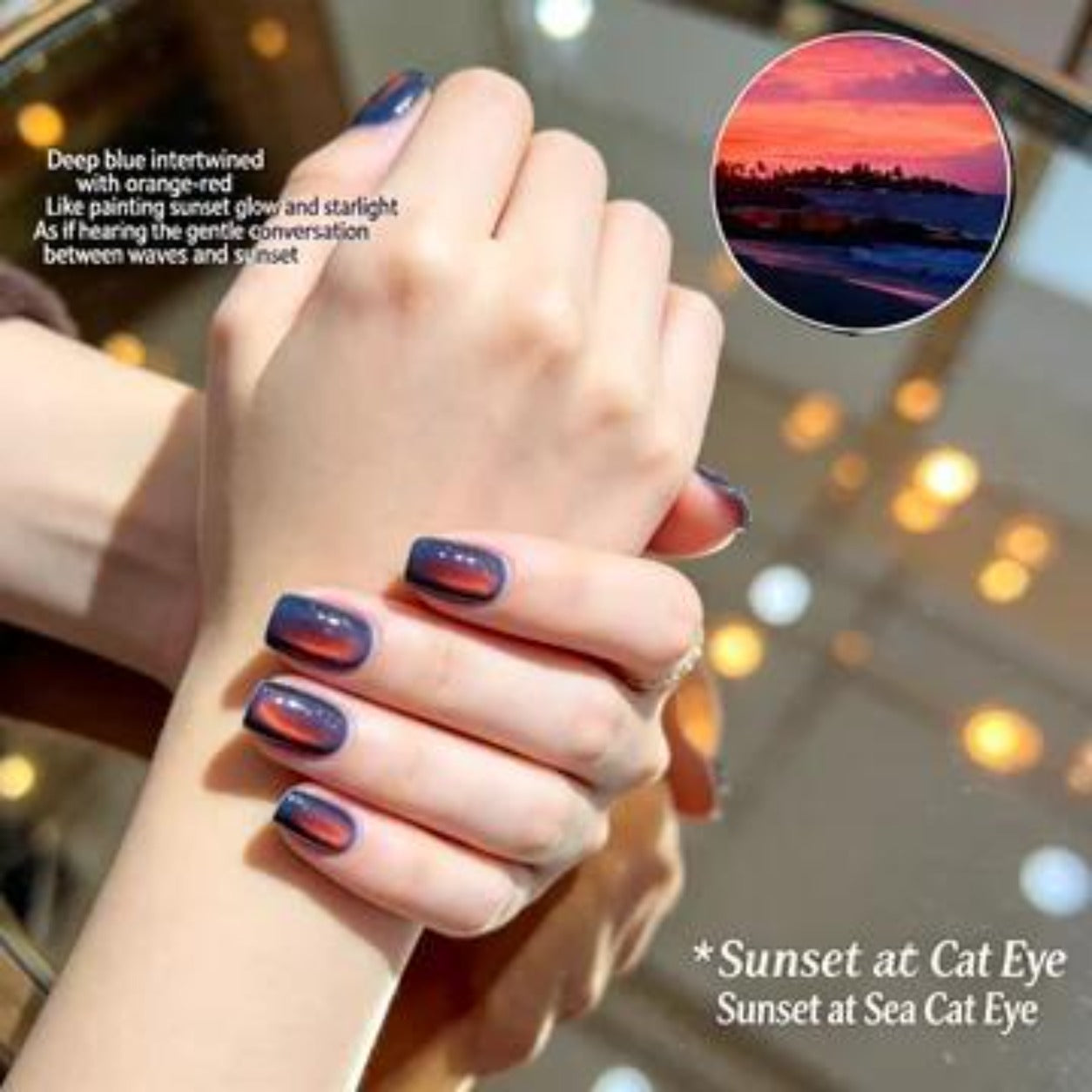 Velvet Cat Eye Sea Sunset Magnetic Gel Nail Polish