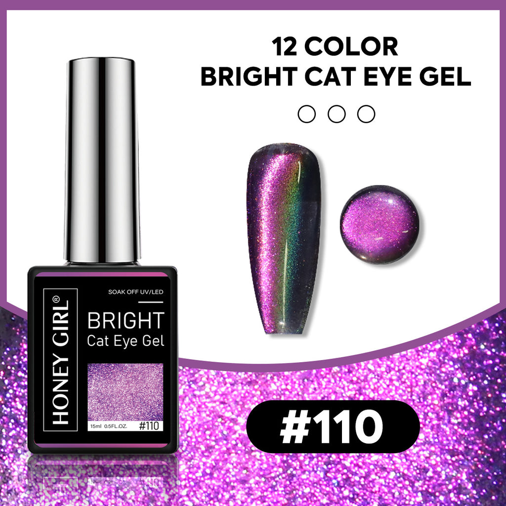 12 Colors Bright Cat Eye Gel Polish Set | Aurora Magnetic Glitter Nail Gel
