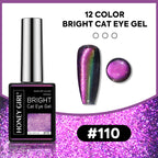 12 Colors Bright Cat Eye Gel Polish Set | Aurora Magnetic Glitter Nail Gel