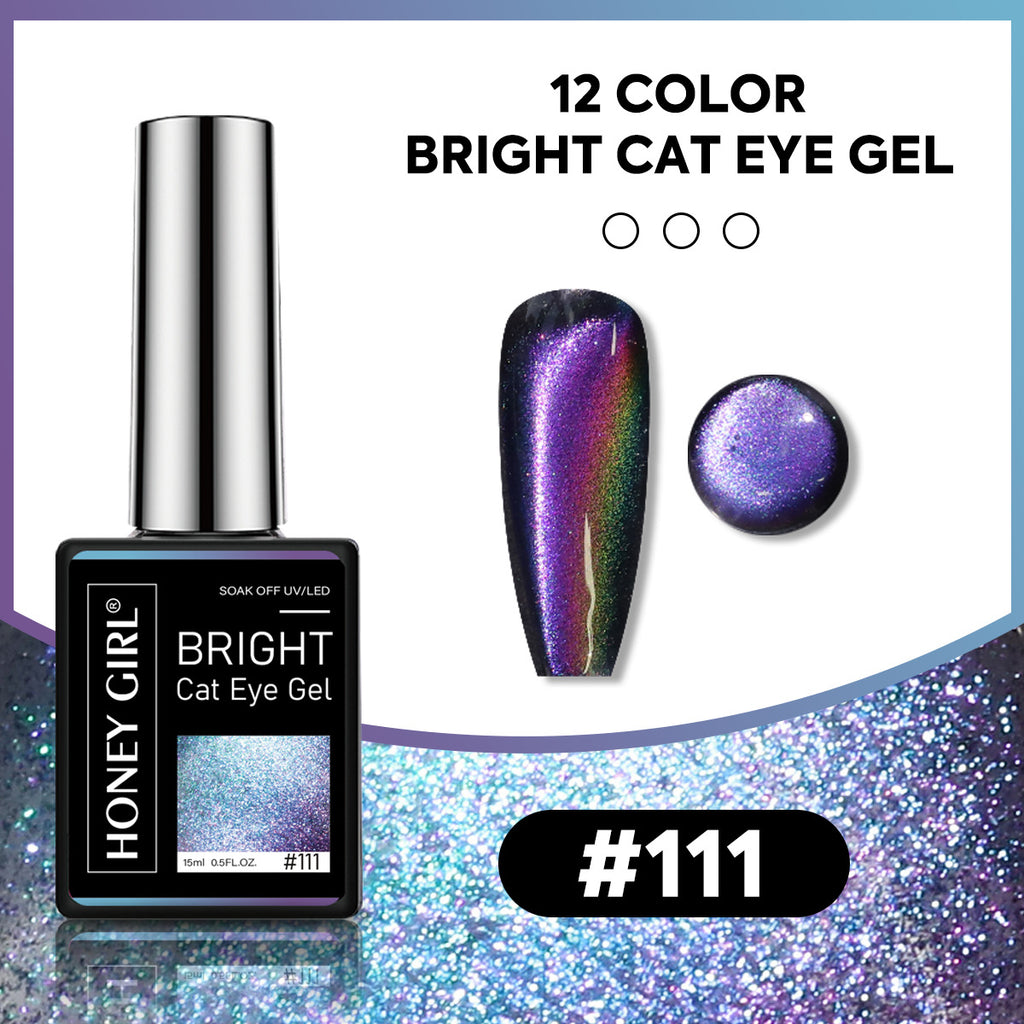 12 Colors Bright Cat Eye Gel Polish Set | Aurora Magnetic Glitter Nail Gel