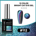 12 Colors Bright Cat Eye Gel Polish Set | Aurora Magnetic Glitter Nail Gel