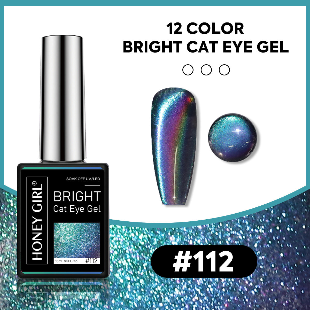 12 Colors Bright Cat Eye Gel Polish Set | Aurora Magnetic Glitter Nail Gel