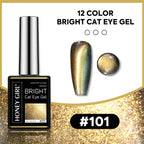 12 Colors Bright Cat Eye Gel Polish Set | Aurora Magnetic Glitter Nail Gel