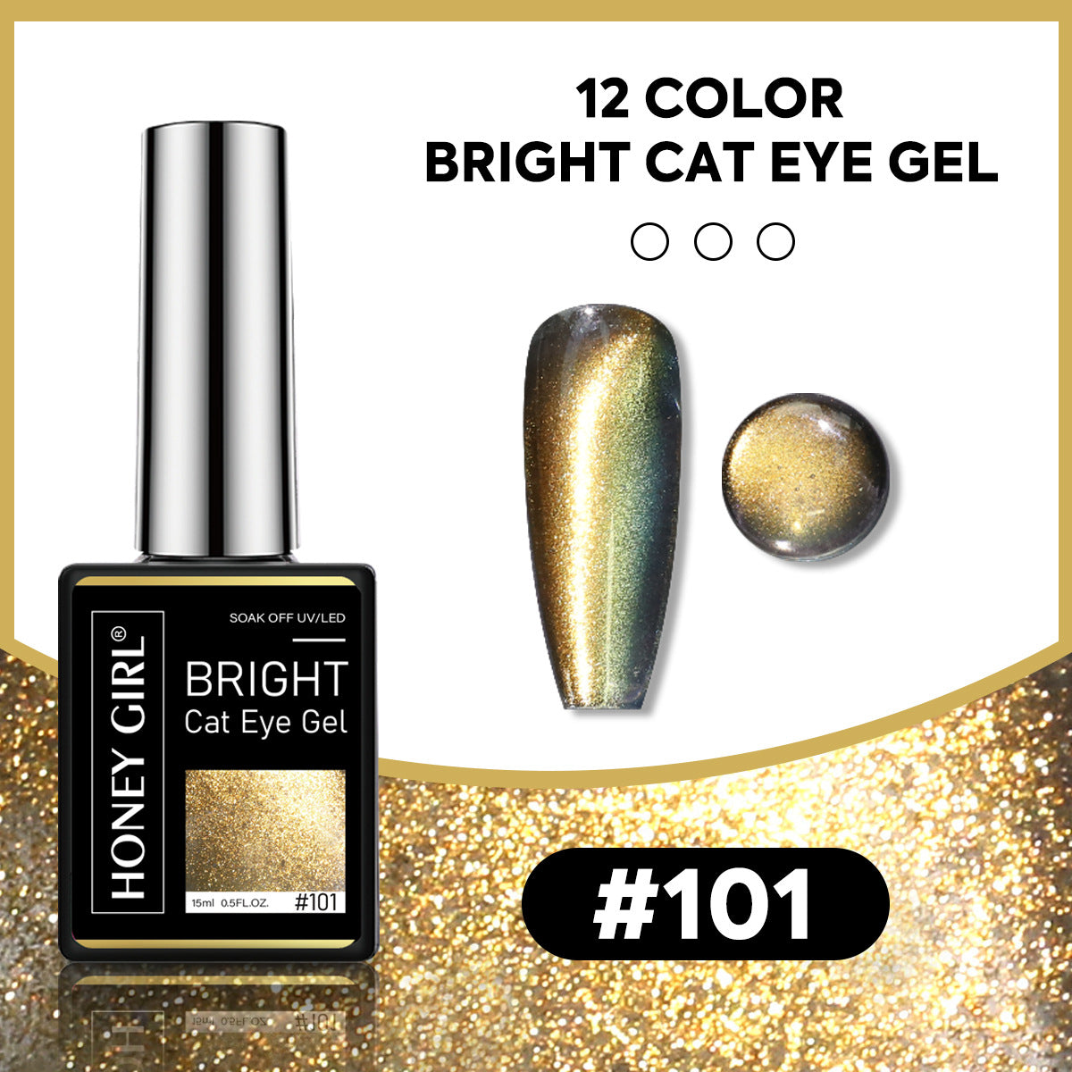 12 Colors Bright Cat Eye Gel Polish Set | Aurora Magnetic Glitter Nail Gel