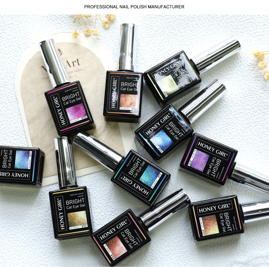 12 Colors Bright Cat Eye Gel Polish Set | Aurora Magnetic Glitter Nail Gel