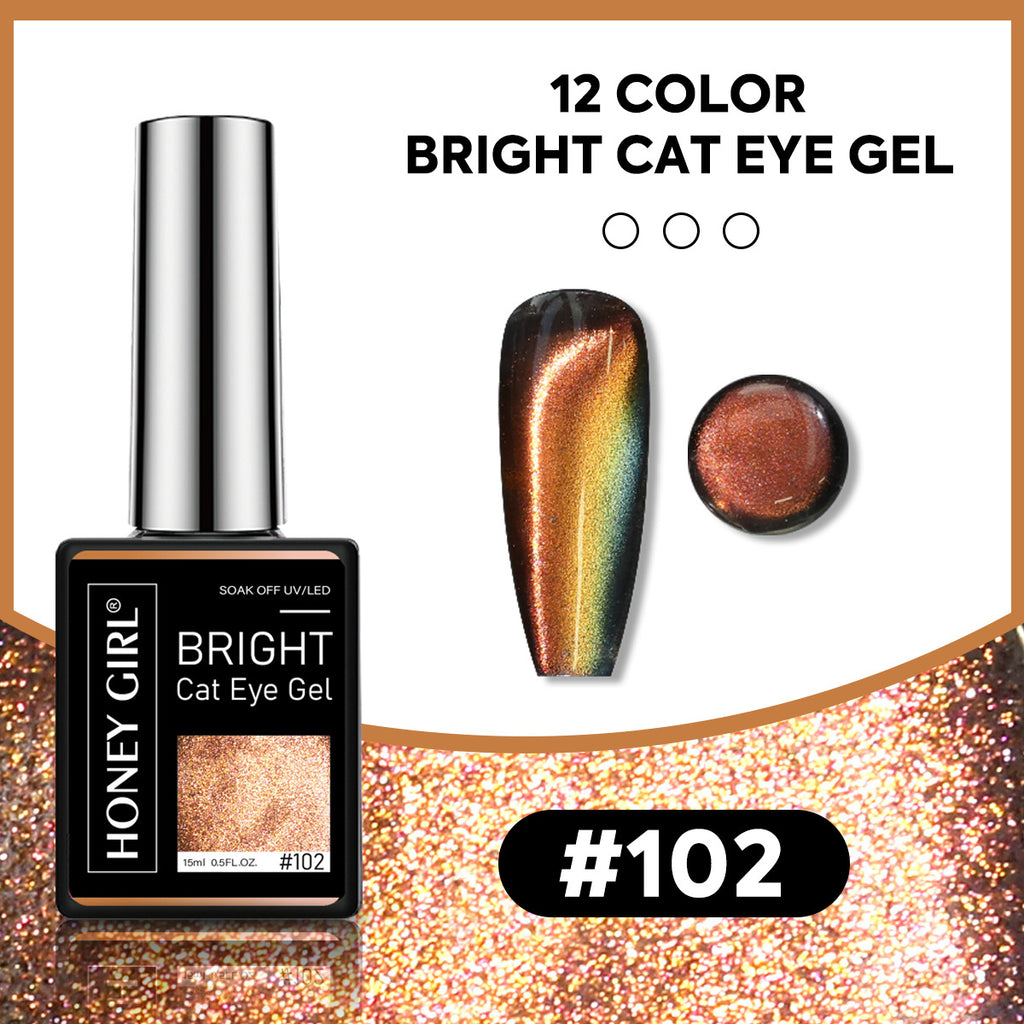12 Colors Bright Cat Eye Gel Polish Set | Aurora Magnetic Glitter Nail Gel