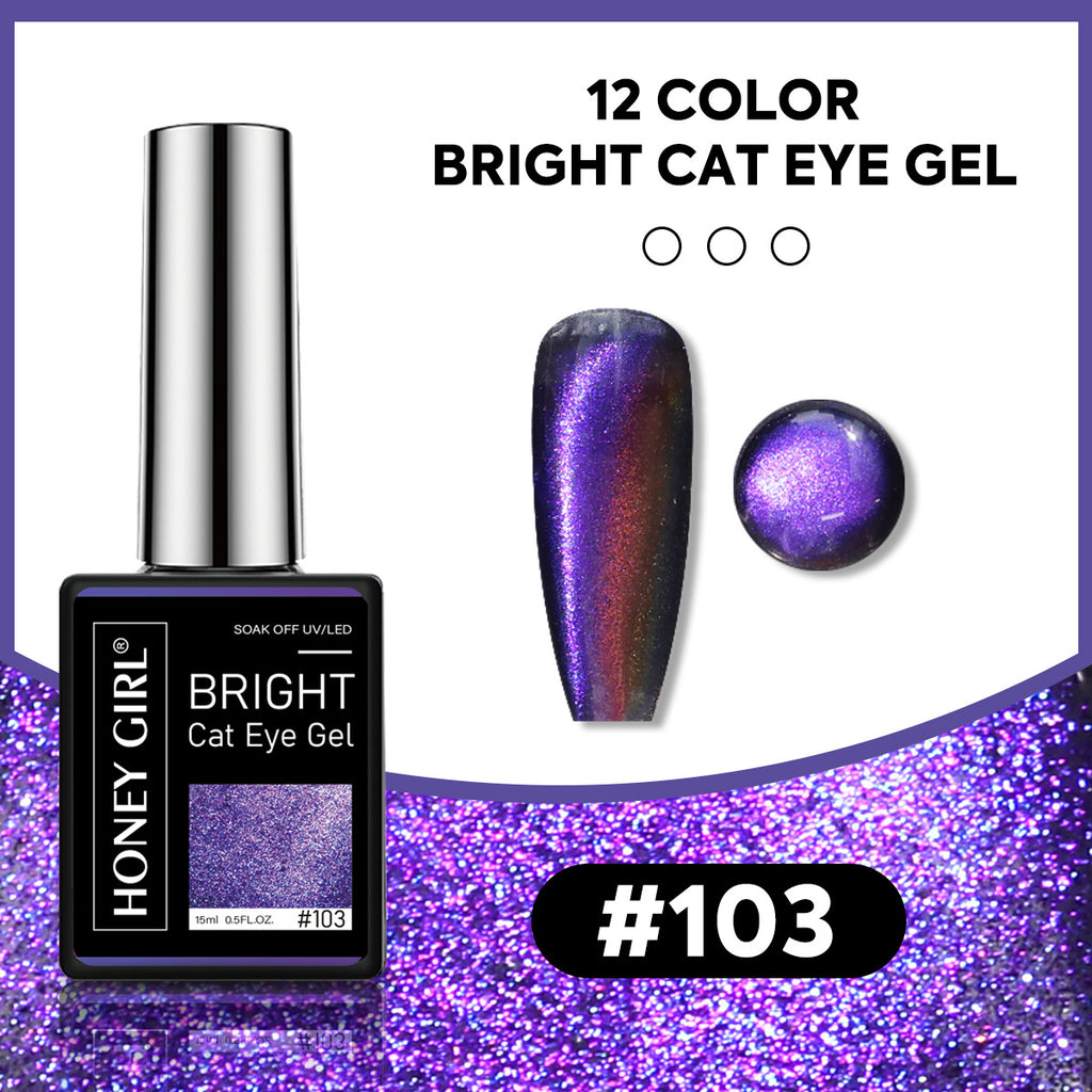 12 Colors Bright Cat Eye Gel Polish Set | Aurora Magnetic Glitter Nail Gel
