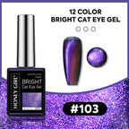 12 Colors Bright Cat Eye Gel Polish Set | Aurora Magnetic Glitter Nail Gel