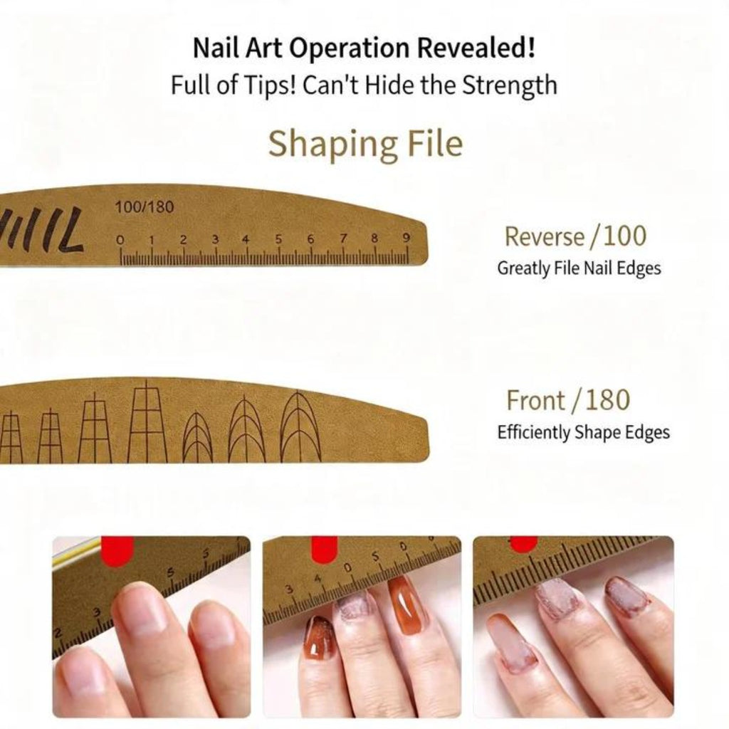 Washable Nail File with Ruler & Nail  Guide