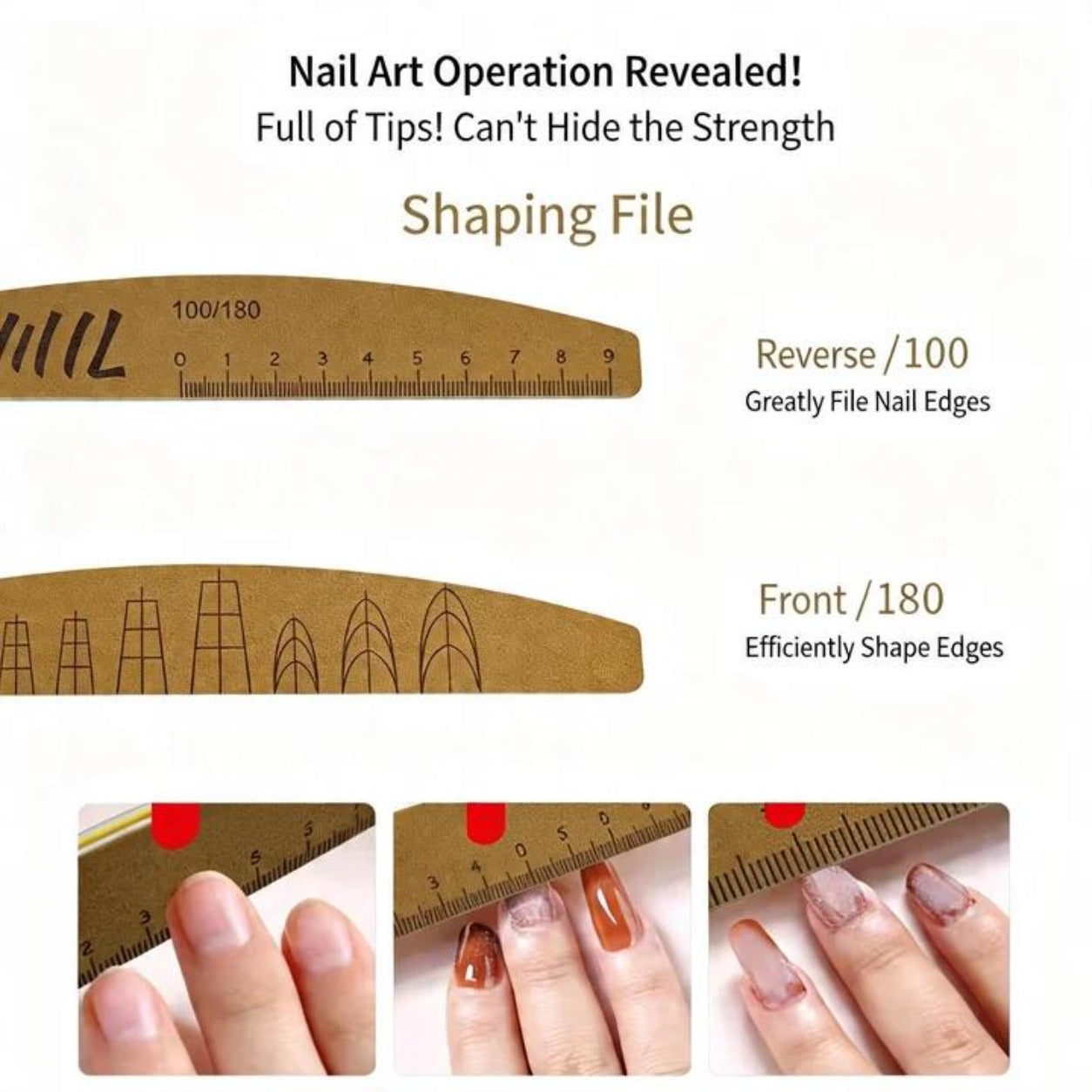 Washable Nail File with Ruler & Nail  Guide