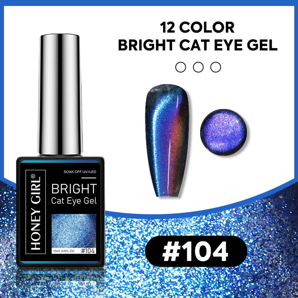 12 Colors Bright Cat Eye Gel Polish Set | Aurora Magnetic Glitter Nail Gel
