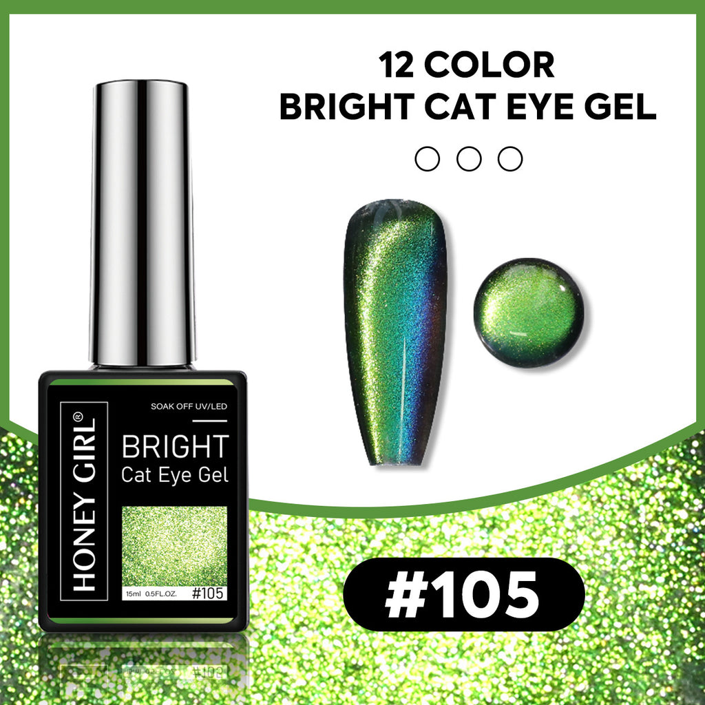 12 Colors Bright Cat Eye Gel Polish Set | Aurora Magnetic Glitter Nail Gel