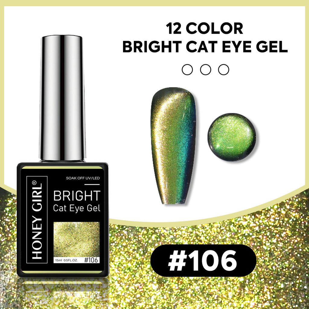 12 Colors Bright Cat Eye Gel Polish Set | Aurora Magnetic Glitter Nail Gel