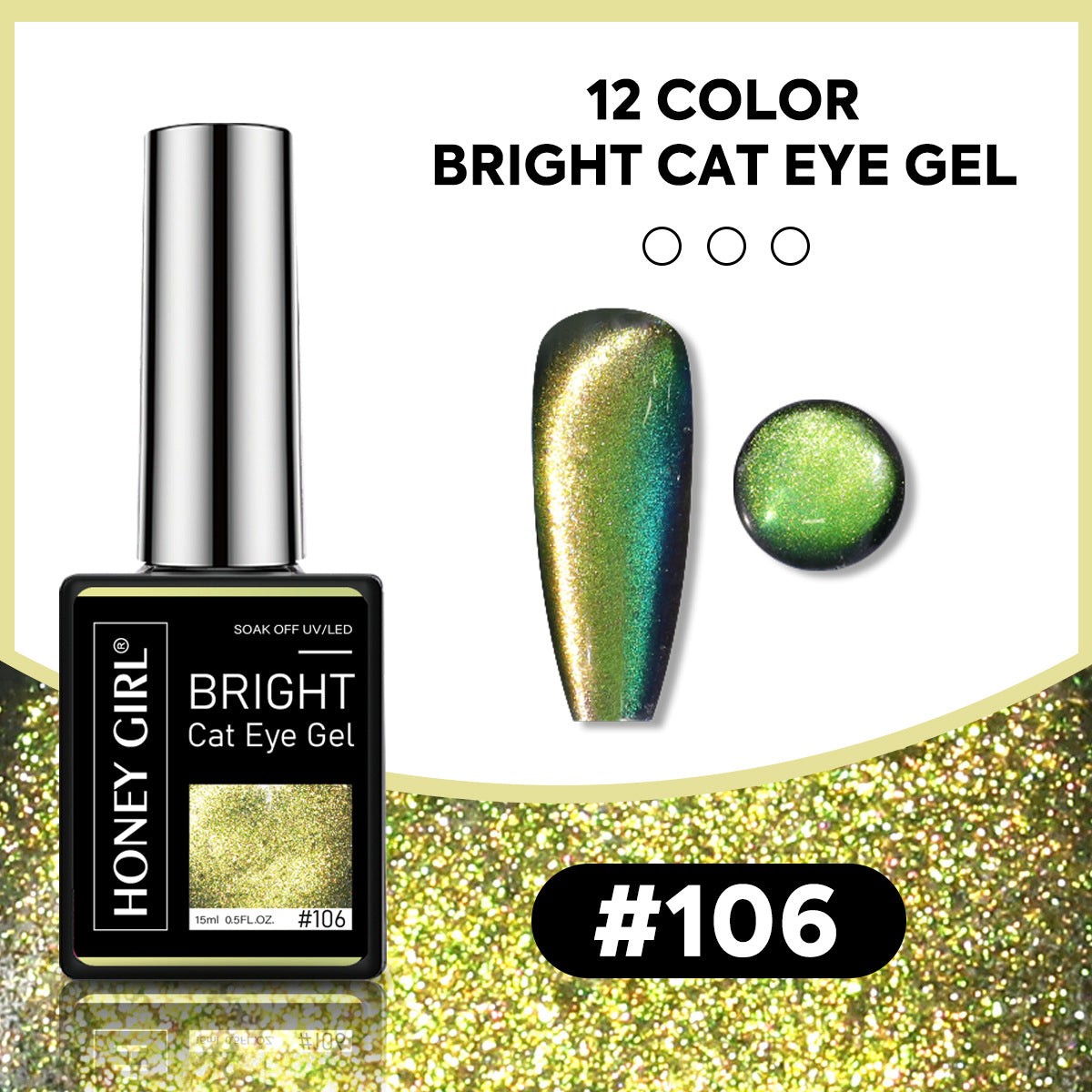 12 Colors Bright Cat Eye Gel Polish Set | Aurora Magnetic Glitter Nail Gel