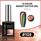 12 Colors Bright Cat Eye Gel Polish Set | Aurora Magnetic Glitter Nail Gel
