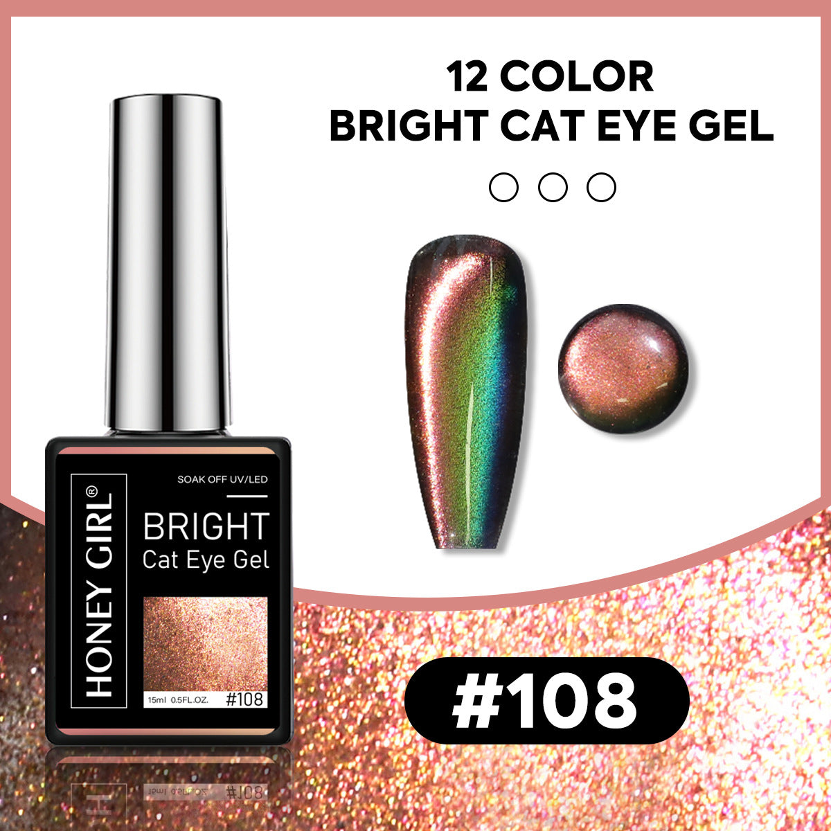 12 Colors Bright Cat Eye Gel Polish Set | Aurora Magnetic Glitter Nail Gel