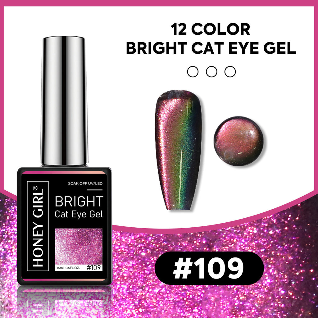 12 Colors Bright Cat Eye Gel Polish Set | Aurora Magnetic Glitter Nail Gel