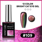 12 Colors Bright Cat Eye Gel Polish Set | Aurora Magnetic Glitter Nail Gel