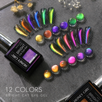 12 Colors Bright Cat Eye Gel Polish Set | Aurora Magnetic Glitter Nail Gel