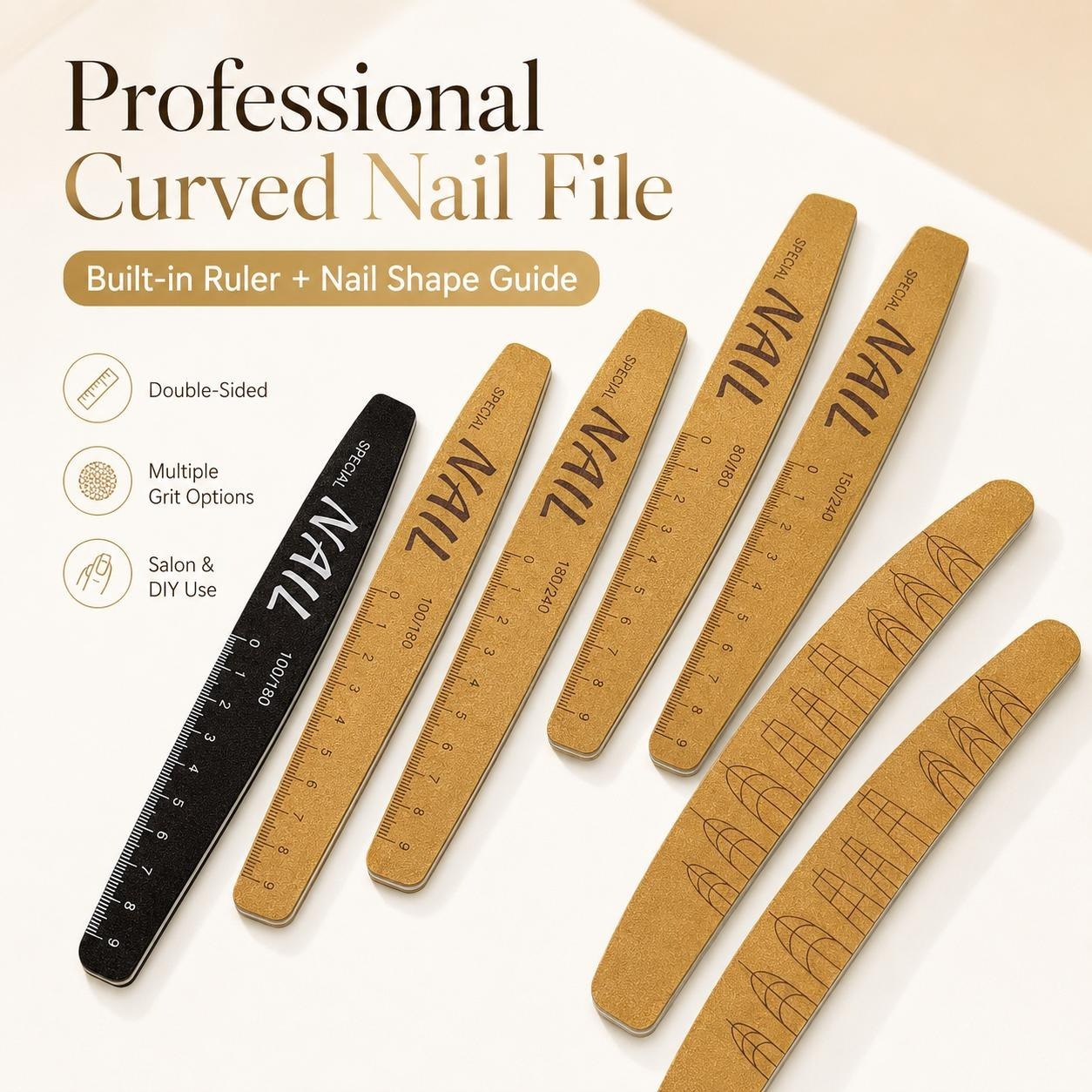 18cm Washable Nail File with Ruler & Guide
