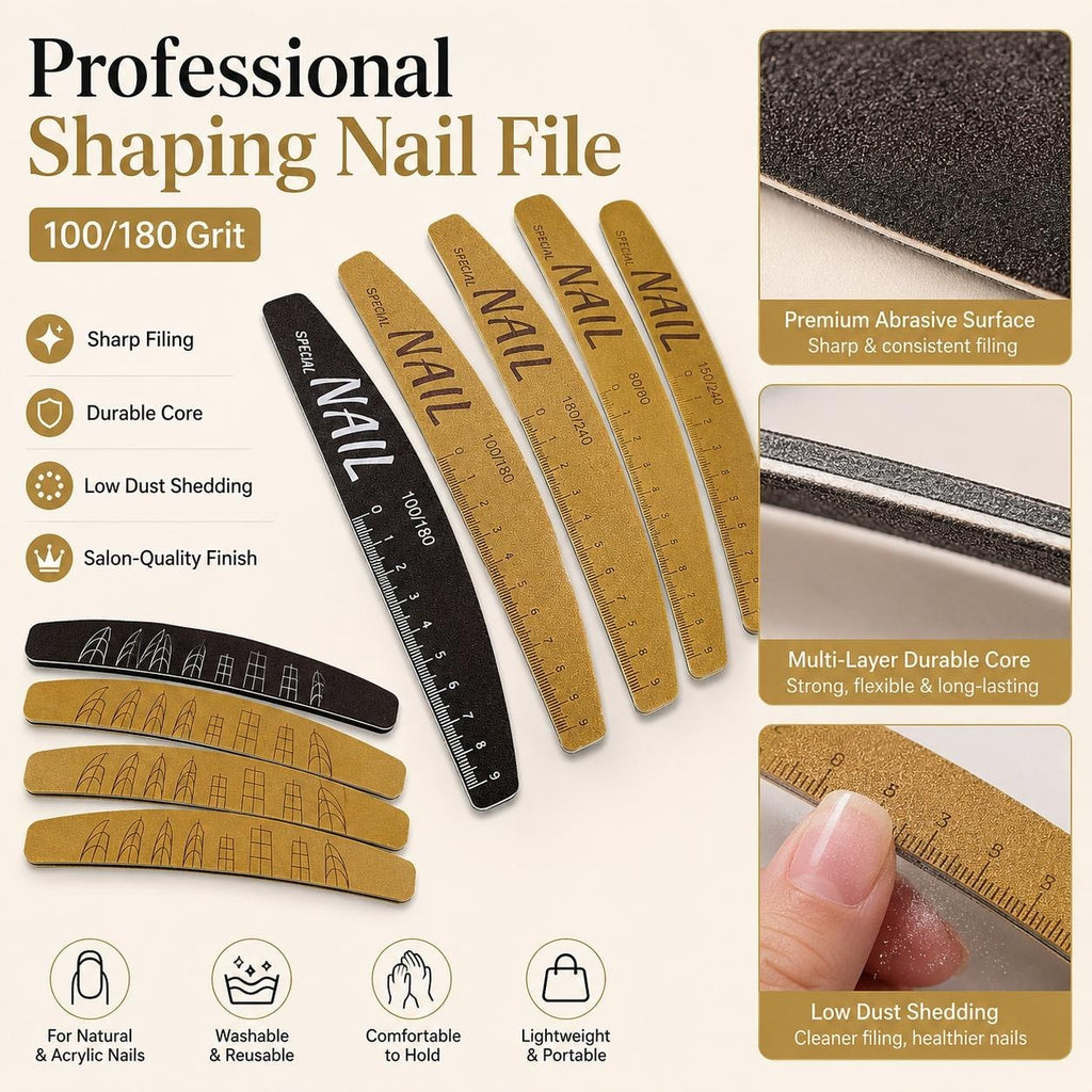 18cm Washable Nail File with Ruler & Guide