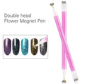 Double head flower magnet pen for magnetic cat eye gel polish designed to create delicate floral 3D nail effects with shimmering patterns and reflective nail design, perfect for achieving intricate, creative looks in a professional gel manicure with salon-quality precision.
