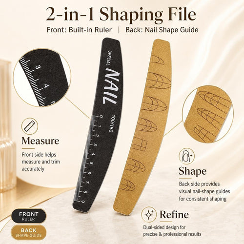 18cm Washable Nail File with Ruler & Guide