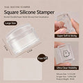 Large square nail art silicone stamper with scraper designed for use with magnetic cat eye gel polish, helping create precise 3D nail effects and reflective nail design, ideal for detailed stamping and achieving a clean professional gel manicure with salon-quality results.