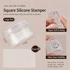 Large square nail art silicone stamper with scraper designed for use with magnetic cat eye gel polish, helping create precise 3D nail effects and reflective nail design, ideal for detailed stamping and achieving a clean professional gel manicure with salon-quality results.
