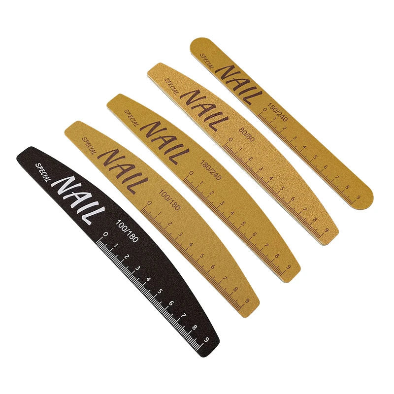 Washable nail file set with ruler guide including five pieces designed for precise nail shaping and prep before applying magnetic cat eye gel polish, helping achieve smooth surfaces for enhanced 3D nail effect, shimmer, and professional salon-quality gel manicure results.