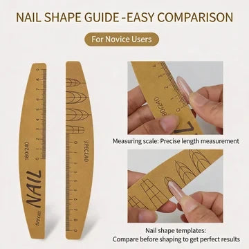 Washable nail file set with ruler guide including five pieces designed for precise nail shaping and prep before applying magnetic cat eye gel polish, helping achieve smooth surfaces for enhanced 3D nail effect, shimmer, and professional salon-quality gel manicure results.